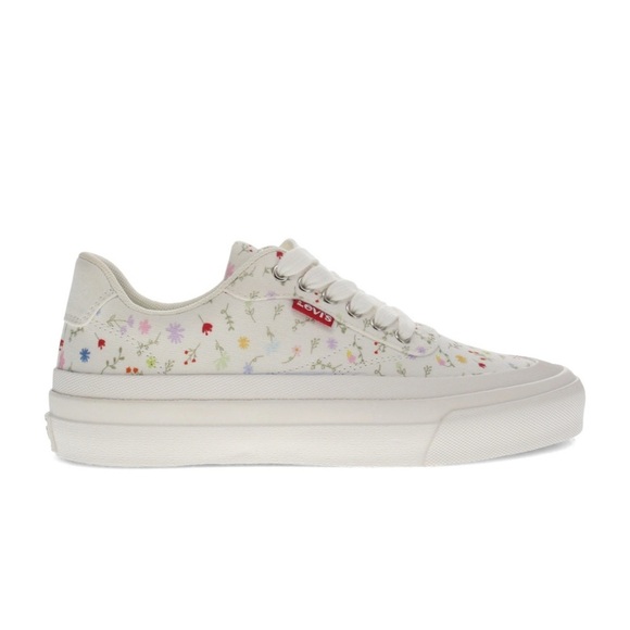 NWOT Levi's® Naya Canvas White Floral Print Comfort Cushion Sole Sneakers  Sz 10 - Picture 1 of 10